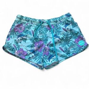 Salt Life Women's Swim Board Shorts Size large Floral Swordfish Tropical Teal